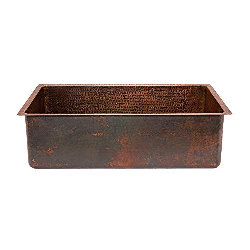 KSDB30199 30 Inch Hammered Copper Kitchen Single Basin Sink (30" x 19" x 9")