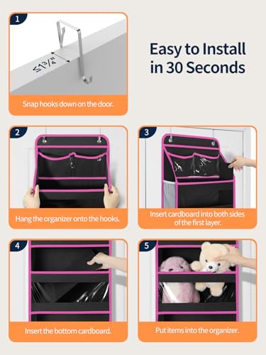 5 Tier Over the Door Organizer (Pink and Black / 5 Tier)