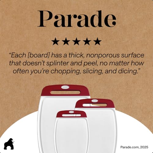 BPA Free Reversible Kitchen Cutting Board (Red/White / Large (Pack of 3))