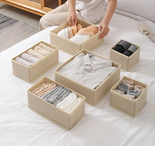 12 Pack Drawer Organizer Clothes (Beige / 12 Pack)