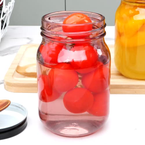 16oz Glass Jars 15 Pack With Lids (16oz - Colorful Lid)