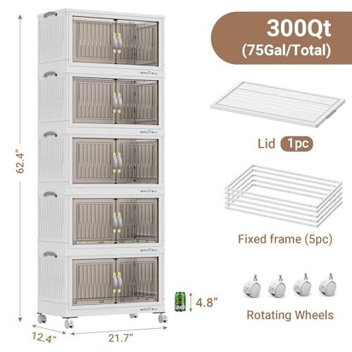 300Qt Stackable Storage Bins with Lid (5 Count)