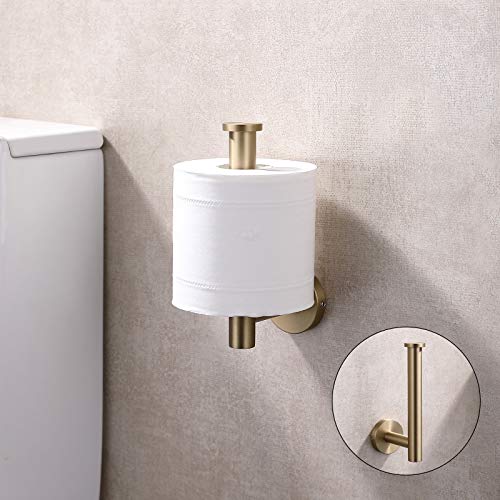 Toilet Paper Holder SUS304 Stainless Steel Round Size Brushed Gold 2 Pack (2 Count)