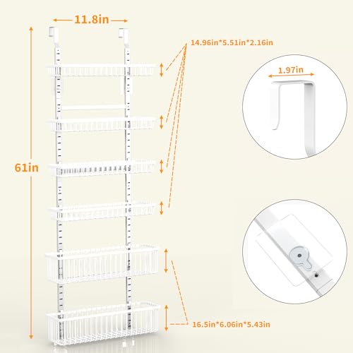 Adjustable Over the Door Organizer (White / 6-Tier)