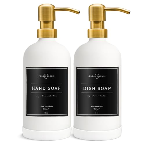 Glass Soap Dispenser (Matte White Bottle / Gold Pump)