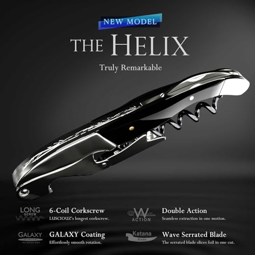 Zero Resistance THE HELIX Elite Corkscrew Silent Wine Bottle Opener Waiters Corkscrew Wine Key_Vol.2 (6 Coil_Black)