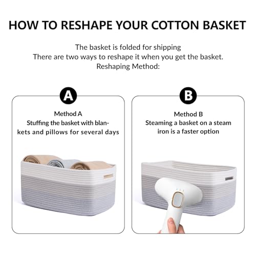 Large Storage Baskets for Shelves (2pcs-L17×W13×H7.5" / Gradient Grey)