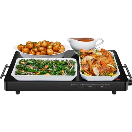 Electric Warming Tray with Adjustable Temperature Control (Black)