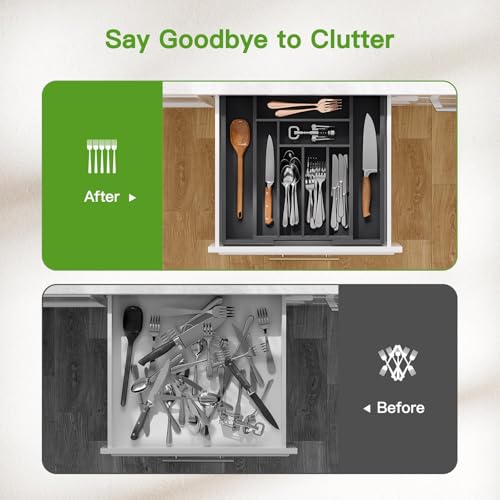 Bamboo Expandable Silverware Drawer Organizer