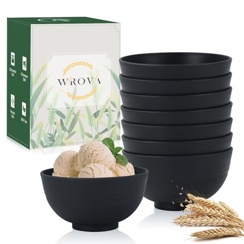 wheat straw snack bowls 10oz set of 8 (10 oz / Black)