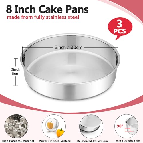 8 Inch Round Cake Pan Set of 3 (3 Count)