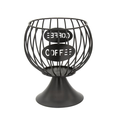 Coffee Pod Storage Organizer K Cup Holder for Counter Metal Storage Basket for Keuring pods Coffee Bar Decor Organizer for Capsule Creamer Black (Black-Small Size / Small)