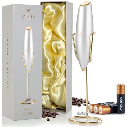 Powerful Milk Frother Wand With Duracell Batteries (Gift Box Silver & Gold / Z1 Motor + Batteries)