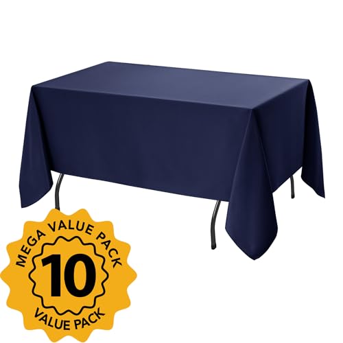 10 Pack Navy Blue Tablecloths for Rectangle Tables (Navy Blue / 70x120 In, 10 Pack)