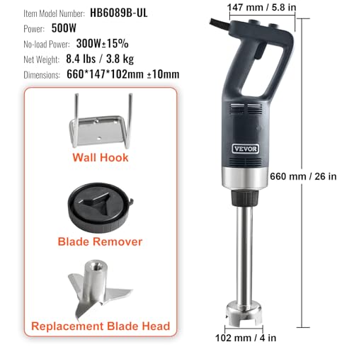 500W 12 Inch Heavy Duty Hand Mixer (500Watt 12Inch)