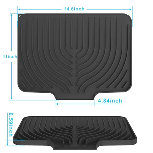 Dish drying mats for kitchen counter (14.6"×11" / Black)