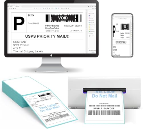 Fanfold 4 x 6 Direct Thermal Labels with Blue Background Paper Perforated Shipping Labels for Thermal Printers (Blue / 1 Stacks | 100 Labels)