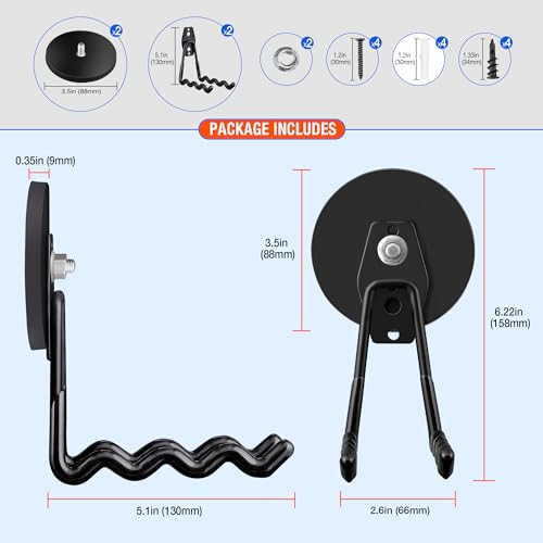 Large Strong Magnetic Hooks Heavy Duty (3.5" Magnet-2 Pack-Black)