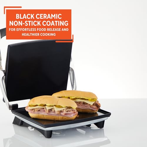 12 x 10 Inch Stainless Steel Electric Panini Press Ceramic (12 x 10 inches (Pack of 1) / Ceramic)