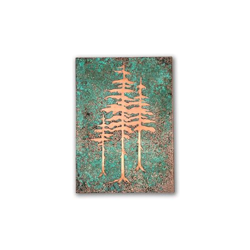 Handmade Copper Wall Art for Home (Patina of Pine Tree / 13.7 x 19.7 in (Rectangular))