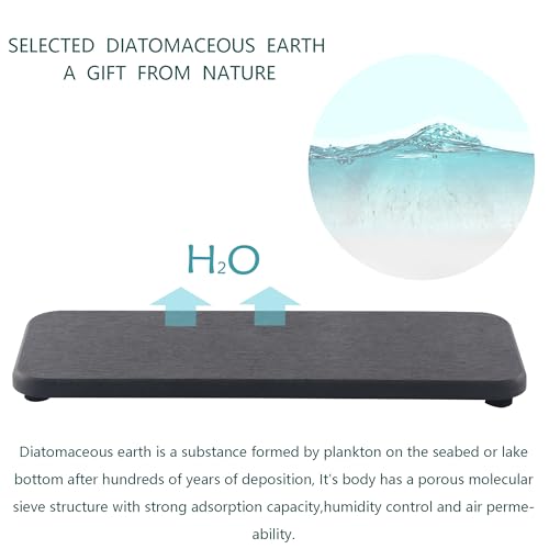 2Pcs Stone Soap Trays Water Absorbing Diatomite Coaster (Dark Gray / 9.0" x 3.5")