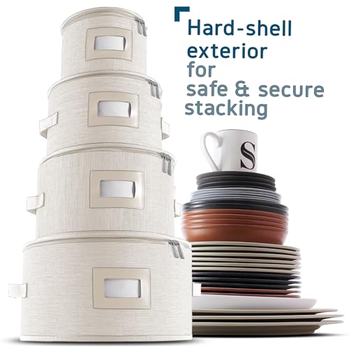 4 Piece Dish Storage Containers (Cream / Plates Storage)