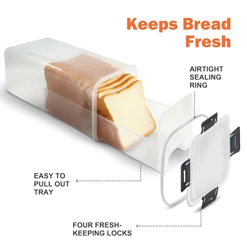 Bread Storage Container with drawer Tray (Black - 1 Pack)