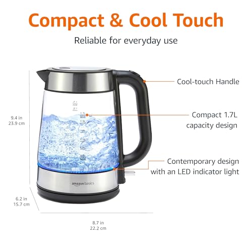 Electric Kettle with Glass Carafe for Tea and Coffee (Glass Carafe / 1.8 Quarts)