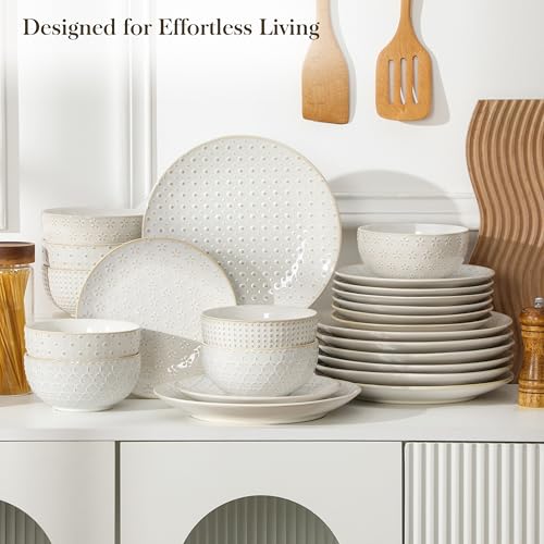 24 Piece Farmhouse Dinnerware Set for 8 (White / Service for 8 (24 Pcs))