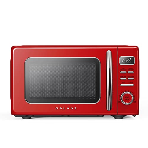 GLCMKZ07RDR07 Retro Countertop Microwave Oven with Auto Cook & Reheat (Red / .7 cu ft / Modern)