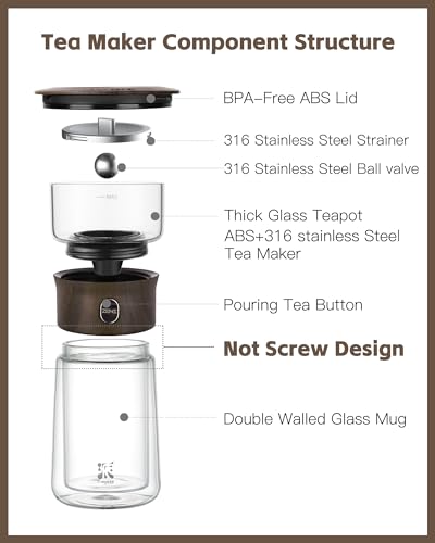 Glass Infuser Teapot (03-Walnut / 9oz)