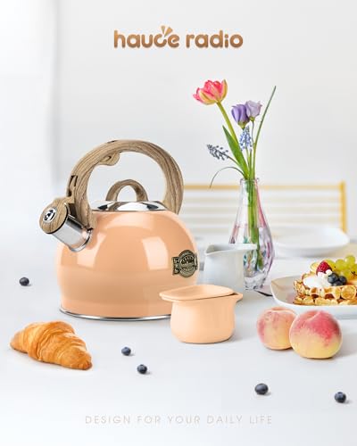 2.1 Qt Whistling Tea Kettle for Stovetop with Heat (Peachy)