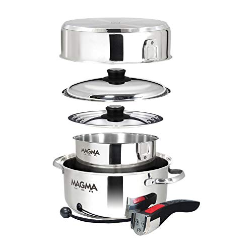 A10-363-2-IND 7 Piece Stainless Steel Non-Stick Nesting Cookware Set (Stainless Steel / 7 Piece, Non-stick)