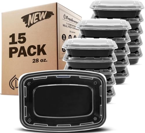 Meal Prep Containers 15 Count (Black / 28OZ-15PK)
