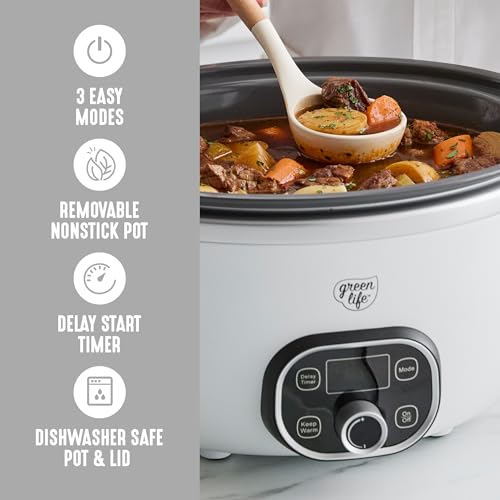 8QT Ceramic Nonstick Slow Cooker (White / 8 Quarts)
