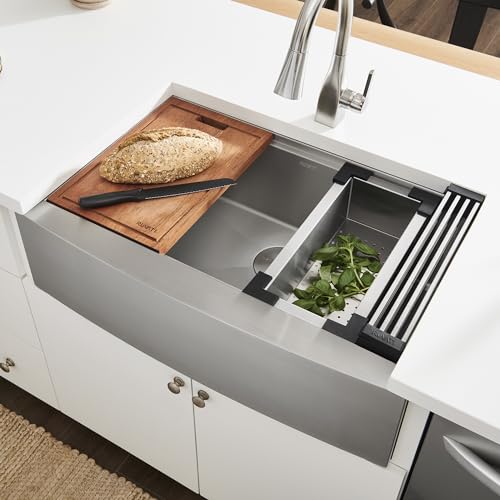 36-in 16-Gauge Rounded Apron-Front Farmhouse Sink - RVH9300 (36 Inch - Single Bowl)