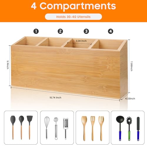 Wingsife Utensils Holder with 4 Compartments