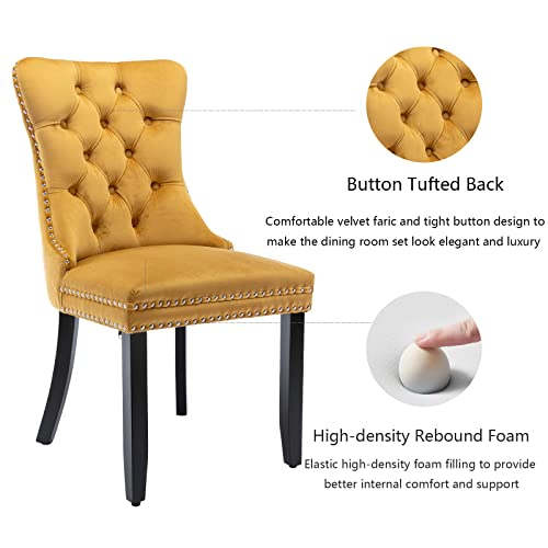 Gold Velvet Dining Chairs Set of 2 (Glod)