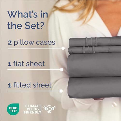 Full Size 4 Piece Sheet Set (06 - Dark Grey / Full)