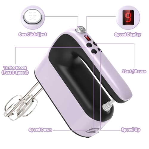 9 Speed Digital Hand Mixer Electric (Purple/Black)