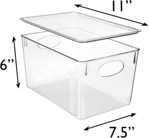 Clear Plastic Storage Bins with Lids (11 X 7.5 X 6)