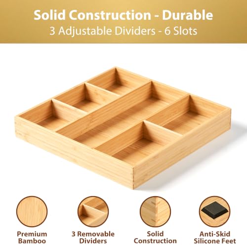 Bamboo Desk Drawer Organizer (12"x12")