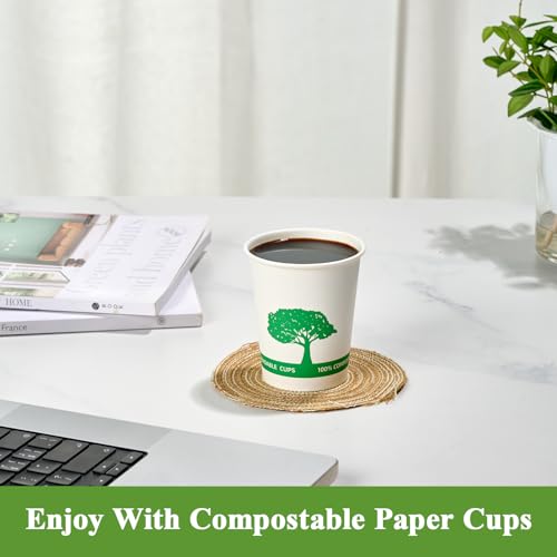 400 Pack Compostable Paper Cups (White)