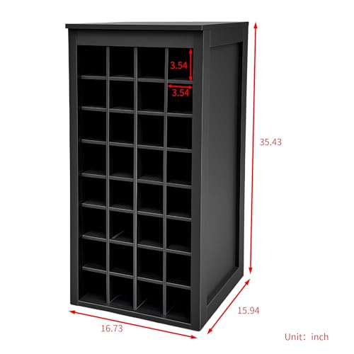 8 Tier Freestanding Wine Rack Wood (32 Bottles / Black)