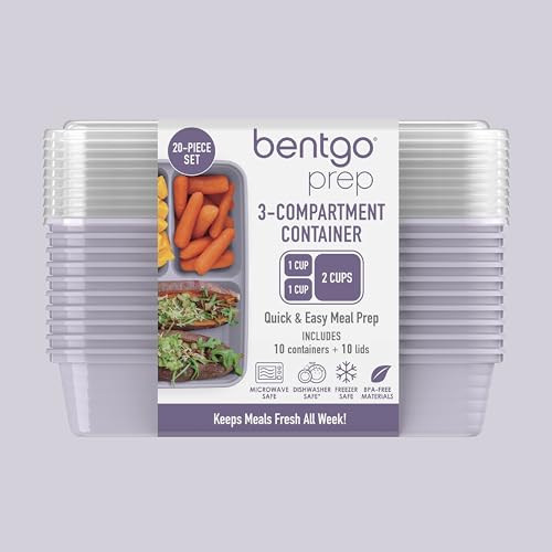 Prep 3 Compartment Meal Prep Containers with Lids (Lilac)