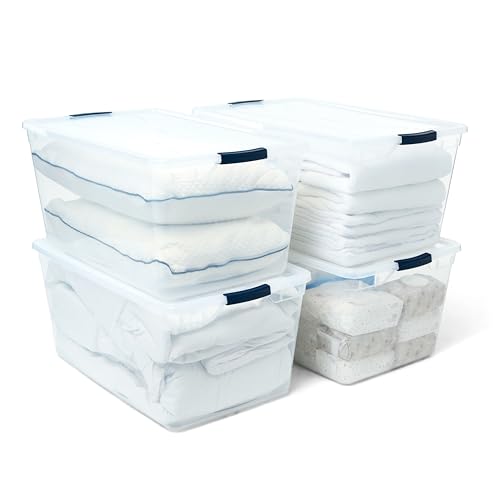 Cleverstore 95 Qt Clear Storage Bins with Lids (95 Qt - 4 Pack)
