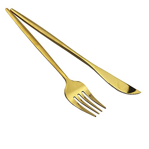 30 Piece Stainless Steel Satin Finish Flatware Set (Service for 6 / Gold)