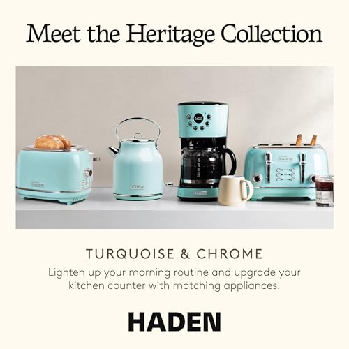 Heritage 1.7 Liter Stainless Steel Retro Electric Tea Kettle with Auto Shutoff and Dry Boil Protection (Turquoise & Chrome)