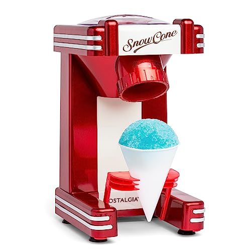 Snow Cone Shaved Ice Machine (Single Serve / Metallic Red)