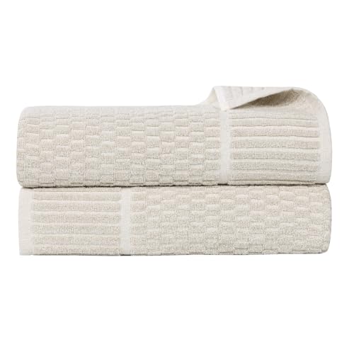 Juno Viscose Cotton Blend Medium Weight Bath Sheets (2 Piece Bath Sheet Set / Beige)